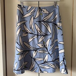 Ann Taylor Light Blue Leaf Print A-Line Skirt Size 0